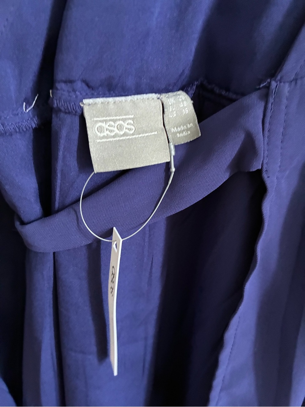 NWT ASOS Deep Navy Embroidered Wrap Kimono Dress with Tie Waist - Size 16 - Picture 10 of 12